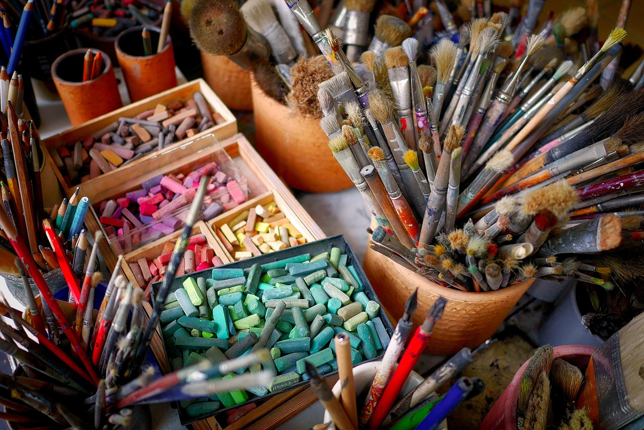Brushes, chalks, colorful in Torrance, CA